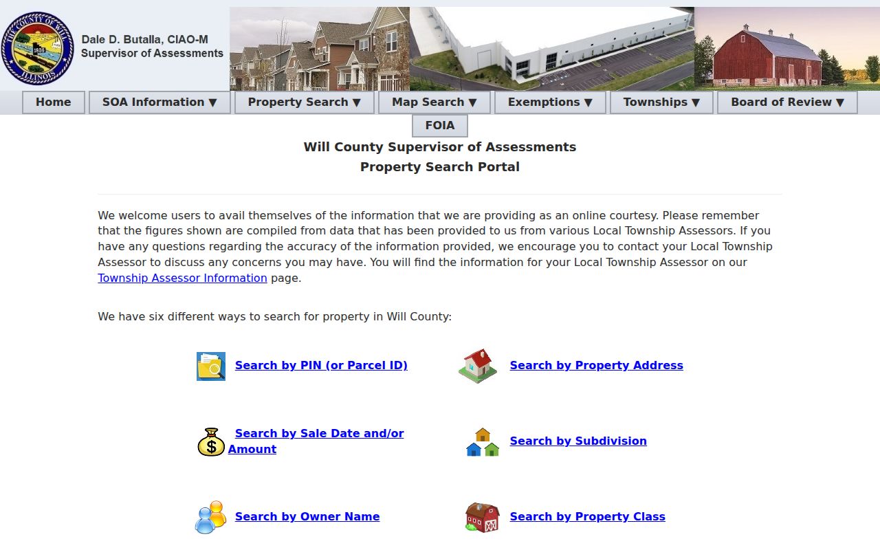 Will County property search modes used for Crest Hill resident records