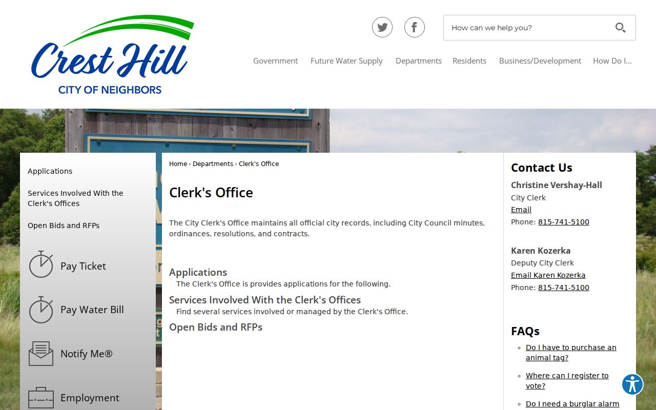 Crest Hill Clerk records office