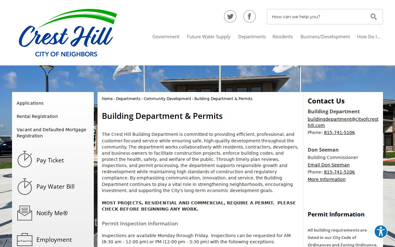 Crest Hill street directory building permit records